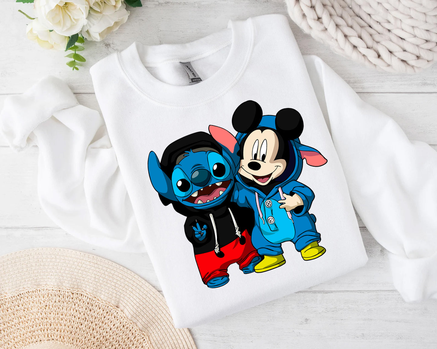 Mickey And Stich Crewneck Sweater